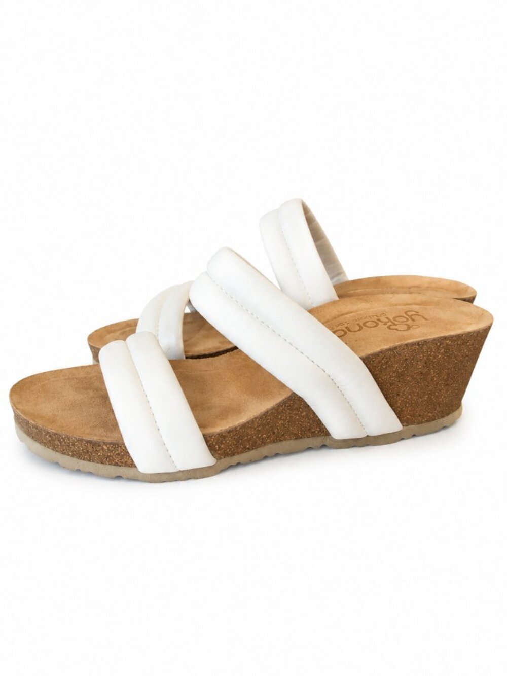 Yokono White Leather Wedge Sandals Women’s 9.5 Comfort Slide Spain EUC